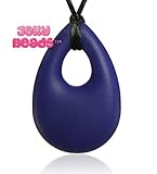 Jelly Beads Aura Silicone Teething Necklace - Teether Ring Angel Tear Pendant Pendant for Mom (Navy)