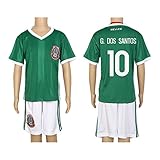 2016 Copa # 10 G。DOS SANTOS Green Home Kids Soccer Jersey & Shortキットセット
