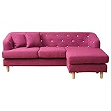 アビライト 大川家具 5色から選べる ファブリックカウチ ソファ 3人掛け ピンク SKT-0120