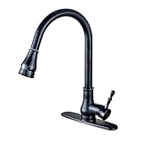 Votamuta Traditional Style Solid Brass Single Handle Stainless Steel Pull-Down Pull Out Sprayer Oil 