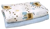 Stephan Baby Cotton Muslin Swaddle Blankets Gift Set, Solid Blue/Dog, 2 Piece by Stephan Baby