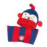 かわいい冬のベビーキッズガールズボーイズ帽子暖かいスカーフは、ぬいぐるみの耳キャップギフトセット - ディープブルーの保護
