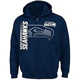 Seattle Seahawks Majestic NFL Touchback V Full Zip Hooded Sweatshirt – Navy 3L