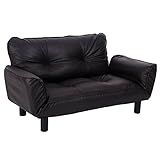 (OSJ) 2人掛け ローソファー 北欧 背もたれ/アーム5段可動 (レトロ風)抱きまくら2個付き (ブラウン)