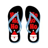 lplpol Ho Ho HoクリスマスサンタonブラックFlip Flops for Kids and大人用ユニセックスビーチサンダルプールシューズパーティースリッパ カラー: ブルー