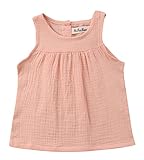 幼児 赤ちゃん 子供 女の子 綿編み ノースリーブ ブラウスシャツ Tシャツ トップス ベスト ティートップ ワンピース 夏 (ピンク, 90)