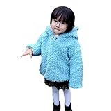 Karchi 　女の子 韓国風 パーカー コート フード付き　 可愛い　暖かい　防寒 ガールズ 春 長袖　カジュアル 　厚手アウター 通学 通園 可愛い シンプル 無地 　 (80, ブルー)