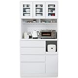 キッチン収納 食器棚 レンジ台 3枚扉 オープン収納 引き出し A+Bタイプ ハイタイプ ホワイト