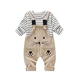 ２点セット（上着＋つりズボン）男女　かわいい　動物　ベビー服　女の子　赤ちゃん服　幼児　子供服　男の子 　長袖　4サイズ　キッズ服　ロンパース カバーオール　満月/出産祝い/プレゼント70CM－80C
