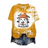 [HongzyFirm] ハロウィン Tシャツ メンズレディース おかしい コスチューム 大きいサイズ 大人用 通気 おばけ プリント 半袖 ゆったり 面白い 柔らかい 丸首 トップス 快適な 仮装コスプレ