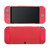 Ryo YXL Switch有機EL 対応 保護 ケース Joy-Con アナログスティック カバー 分離式 5点セット ドック対応 スイッチ有機EL 専用 カバー 装着簡単 耐衝撃 Switch有機EL用ケース ドッキング可能 レッド