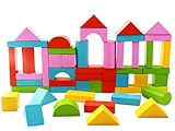 phalatina カラフル 積み木 幼児 心身 教育 知育 発達 小さい 軽い キューブ おもちゃ 遊び方 いろいろ オリジナルお片づけ袋付き (彩色 色々 50個)