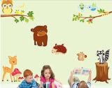 ZooArts ウォールステッカー 壁紙 シール 可愛い動物 綺麗 木の枝 森 自然 子供部屋 幼稚園 保育所 壁の装飾 環境保護 おしゃれ はがせる インテリア雑貨 賃貸OK