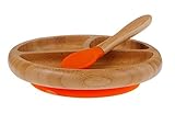 Baby Toddler Bamboo Spill Proof Stay Put Suction Divided Plates. Bye Bye Plastic. BPA Fee & Eco-Frie