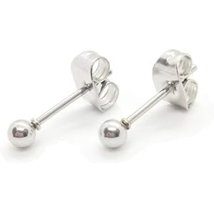 swars ピアス 丸玉ピアス ボールピアス メンズ レディース 男女兼用 シンプル 丸玉 ボール 両耳用 2個 ペア (silver 3mm)