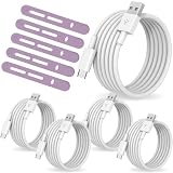 USB Type-C ケーブル, 2m, 5本セット, ケーブルホルダー・シリコンバンド付き (パープル)