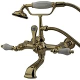 Kingston Brass CC543T2 Vintage 7-Inch Spread Wall Mount Leg Tub Filler with Hand Shower, Polished Br