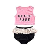 Liebeye 赤ちゃん服セット　子供　スーツ　ショートパンツ　かわいい　レタープリント　ピンク 80cm