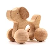 Mamimami Home クラシカル 動物の車 木製玩具 赤ちゃん 子供 新生児 誕生日プレゼント 1-2-3-4-5歳 ガラガラ 「ワンちゃん」