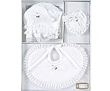 お宮参り 洋フード帽子 よだれかけ お守り 3点セット ポリエステル 白