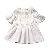 Candykids　女の子ドレス ガールズワンピース 夏サマー 可愛いベビー 子供女の子ドレス ガールズワンピース　女の子　子供ワンピース　フォーマル　半袖 (130cm, ホワイト)