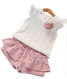 （ AngelKids ） 透かし レース 模様 Tシャツ カットソー ＆ フリル パンツ セットアップ ベビー キッズ 90㎝ ～ 120㎝ (110㎝, モーブピンク) ……