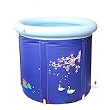 KTYX 厚い増加折り畳みバスバレルバスバレルインフレータブルバスタブ 浴槽 (色 : 青, サイズ さいず : 75x70cm)