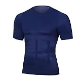 [NODC] 加圧シャツ ダイエット 加圧インナー Tシャツ 半袖 メンズ 着圧 補正下着 強力 強圧 (ネイビー, XXL)