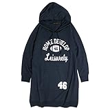 授乳服 マタニティ パーカーワンピース スウェット 授乳口付 長袖 チュニック ネイビー-M7847 L