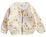 Plus Nao(プラスナオ) ジャケット さくらんぼ くだもの ジッパー 可愛い キュート スエットジャケット 子ども キッズ ベビー 女の子 女児 ライトイエロー 100