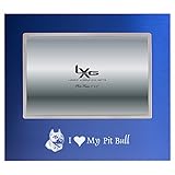 4 x 6 Brushed Metal画像frame-i Love My Pit bull-blue