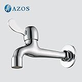 AZOS 水栓・給水部品 蛇口 単一冷水栓 壁付 真鍮製 銀色 PJTB015