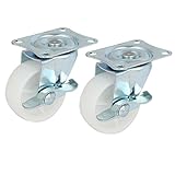 uxcell スイベルキャスターホイール　メタル・トッププレート　回転　wブレーキ　ショッピングカート　2個入り