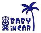 Sticker Shop Haru BABY ＩＮ CAR ステッカー ティキ像とヤシの木 20cm ブルー