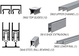 CRLサテン陽極酸化経済低プロファイルショーケーススライドトラックアセンブリd603 Upper & d602 LowerトラックwithスチールB。B。ホイール – 12 ftロング