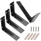 堅塁金物 棚受け金具 重量用 ブラケット L字型 棚支え 棚の補強 ア一チ型の梁の設計によリ 最大荷重300KG 直角一体成形 黒 4個入 19cm*10cm*5cm 壁掛け吊り棚 ネジ付