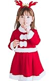 [TSUKUMIRU] サンタ コスプレ 子供 クリスマス サンタクロース 衣装トナカイカチューシャ付き (140cm)