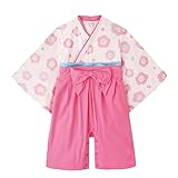Hzjundasi 赤ちゃん 女の子 ファッション 花 印刷 ロンパース カバーオール 袴　和服 浴衣 カバーオール 幼児 赤ちゃん 和風 長袖 全開き 半開き コットン 秋冬 アウターウェア 出産祝