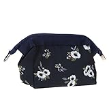 AmazingDeal 化粧ポーチ 小物入れ ファスナー メイク 化粧ケース 旅行用 シンプル レディース ポリエステル (ブルーフラワー)