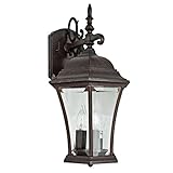 Sunset Lighting F7858-62 Outdoor Wall Sconce with Clear Beveled Glass, Rubbed Bronze Finish [並行輸入品]