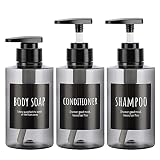 Segbeauty シャンプーボトル ディスペンサー 灰色 500ml 3本セット 詰め替えボトル 容器 おしゃれ 浴室 洗面所 ウイルス対策