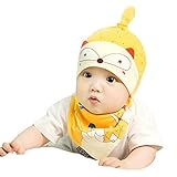 Faithtur 新生児 男の子女の子 / ベビー グッズ 三角形の よだれかけ ビブ かわいい おしゃれ よだれかけ 帽子一組 (Yellow 黄)