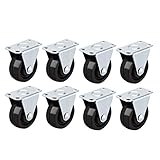 uxcell プレット式キャスター ミディアムキャスター　固定 キャスター ホイール ゴム トップ プレート取り付け 44lbの容量 46cm 8個入り