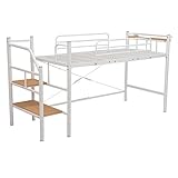 ロフトベッド 階段 ロータイプ 宮付きシングル 高さ131cm/*01ホワイト