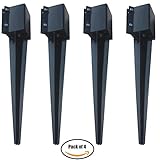 フェンスポストグラウンドスパイクメタルブラックパウダーコーティング24 " x4 " 4インチ、1のパックまたは4 GSPB2444
