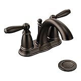 Moen 6610ORB Brantford Two-Handle Low Arc Bathroom Faucet with Drain Assembly, Oil Rubbed Bronze [並行