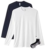 [グリマー] ドライ 長袖 Tシャツ メンズ 2枚組 Sportsソックスセット ホワイト/ネイビー L