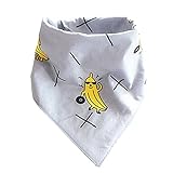 Nice Days（ナイス　ディズ）　可愛い　韓国スタイル　赤ちゃんのトライアングルよだれかけ　コットン　両面着用できる　二層 (グレーバナナ)