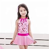 送料無料 水着 子供 女の子 子供水着 可愛い みずぎ ハート柄 水着 オシャレ 水着 2点セット タンキニ かわいい ハート柄 ピンク (XL, ピンク)