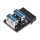 cablecc USB3.0 マザーボード 19/20ピン ボックスヘッダースロット - 10Gbps デュアルUSB 3.0 Type-Aアダプター 逆角度垂直タイプ